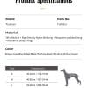 A product specifications chart for the TLH5951 Pet Harness displays the brand "Truelove," item number TLH5951, materials, color options, a measurement-based size chart, and an illustration of how to measure a dog's chest.