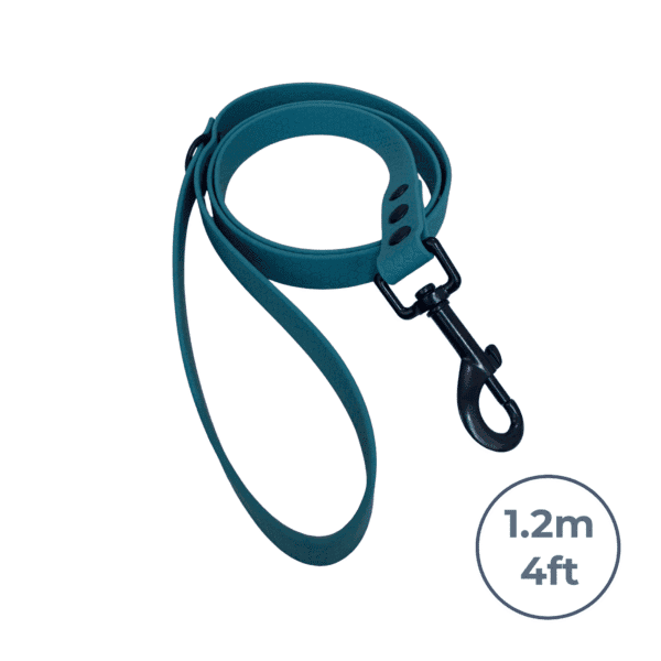 hunter green aterproof dog lead with black swivel snap hook and honeycomb texture