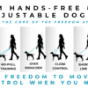3m Hands-Free 8-in-1 Adjustable Dog Lead – diagram showing eight different functions including long line, short lead, waist, shoulder, dual control, two dogs, tie-out, and traffic handle.