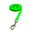 A WAVE - Long lead, a bright green waterproof dog training lead with a metal clasp, is coiled on a white background.