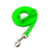 WAVE - Long line bright green waterproof training dog lead featuring a metal clip and rivets, coiled neatly on a white background.