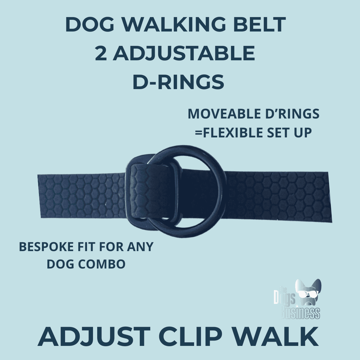 Freedom Belt with 2 adjustable D-rings for dogs – flexible setup with moveable D-rings for multi-dog walking.