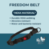 Freedom Belt for dogs – HEXA waterproof dog walking belt, abrasion-resistant and bacteria-resistant, part of The Dog’s Business Freedom System.
