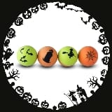 Sportspet Mini Bounce Dog Balls - Premium Rubber Dog Balls for Puppy Dogs (45mm) (Halloween Edition 4 Pack)