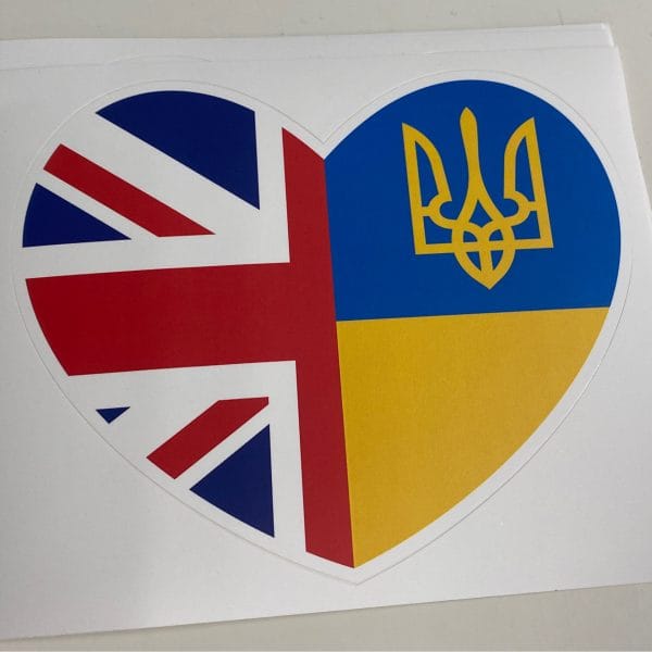 Car sticker Ukraine-UK Flag, Ukrainian-British Union Jack, United Kingdom