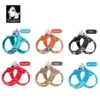 Six Truelove Cooling Dog Harnesses (Dual D-Rings & Hook-and-Loop TLH30131) in Blue Atoll, Firecracker, Black, Poinsettia, Brown, and Malibu Blue are shown in two rows with vibrant patterns and solid colors.