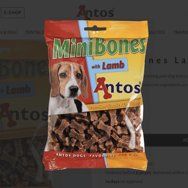 ANTOS Mini Bones Dog Training Treats 200g Bag Lamb Flavour
