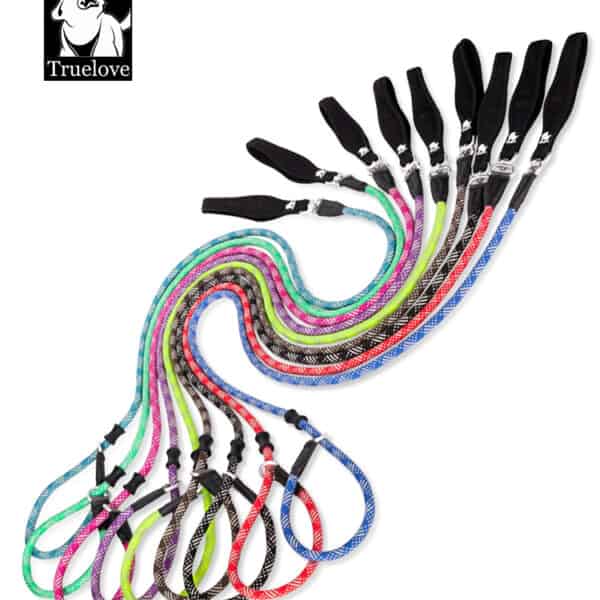 TrueLove slip lead dog leash collection - 9 colors nylon rope leashes with neoprene handles