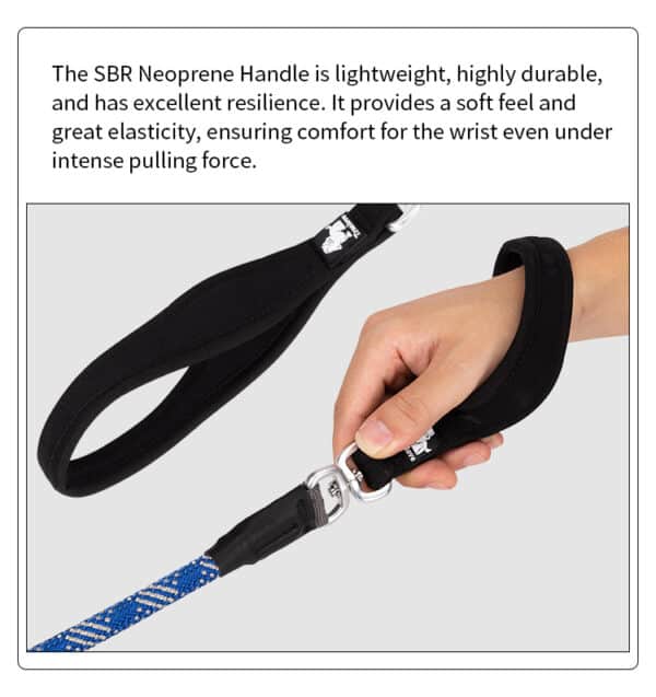 Comfortable neoprene handle of dog training lead - ergonomic slip lead dog leash grip