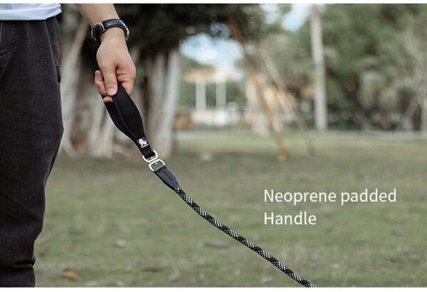 Neoprene padded handle of slip lead dog leash - comfortable grip for dog training lead