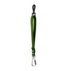 f-handle olive A green fabric strap with a black clip at the top and a silver carabiner at the bottom, isolated on a white background.