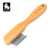 The Truelove Bamboo Pet Shedding Comb is a grooming tool with a bamboo handle engraved "Truelove" and metal teeth. The Truelove logo with a dog and text appears in the top left corner. Ideal for pet hair removal.
