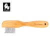 The Truelove Bamboo Pet Shedding Comb - Hair Removal Grooming Tool features a curved wooden handle, metal teeth, and the Truelove dog logo displayed in the top left corner.