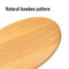 Close-up of the Truelove Bamboo Pet Brush’s oval-shaped surface, showcasing its natural bamboo grain; text above reads "Natural bamboo pattern.
