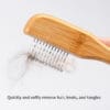 The Truelove Bamboo Pet Shedding Comb, featuring metal bristles, gently removes loose hair, knots, and tangles from your pet’s coat. Perfect for effective and comfortable hair removal grooming.