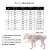 Fleece Dog Sweater | Warm Winter Vest for Dogs & Cats size chart (S–7XL) shows back length, neck girth, chest girth, and weight range. Includes a labeled dog diagram and fitting tips at the bottom.