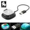 Truelove TLD19102 LED dog collar light on wireless charging pad with USB cable, showing multicolor lighting and waterproof design.