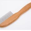 The Truelove Bamboo Pet Grooming Brush with stainless steel pins and a wooden handle is displayed on a white background.