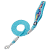The Truelove TLL25761 Outdoor Dog Leash features a turquoise padded handle, zinc alloy hook, and coiled design with a tropical pattern—ideal for stylish outdoor adventures with your dog.