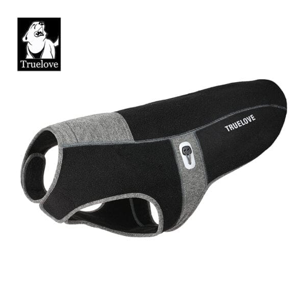 Dog jacket in black and gray, anti-bacterial polar fleece — Truelove TLG2522