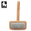 The Truelove Bamboo Pet Comb - Grooming Tool features a wooden handle and fine metal bristles, shown upright. The "Truelove" logo with a dog graphic appears in the upper left corner.