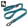 The Truelove Adjustable Dog Leash - Reflective Nylon & Padded Handle TLL2671 is blue, features a padded handle, reflective stitching, a metal clip, and displays the Truelove dog’s head logo in the top left corner.