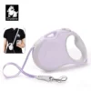 The Truelove Adventure 5m Reflective Dog Leash - Hands-Free TLL5001 in lavender features a comfortable grip handle and metal clip. Shown alone and worn crossbody by a phone user, with the Truelove dog logo displayed in the corner.