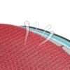 Close-up of red mesh fabric from Truelove Adventure Paw Dog Shoes - Reflective & Anti-Slip Comfort TLS4862, with three white arrows showing upward airflow that illustrates the breathable material.