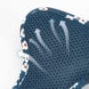 Truelove Easy On Off Dog Harness - Dual D-Rings TLH5656 4 Close-up of the Truelove Easy On/Off Dog Harness - Dual D-Rings TLH5656 in dark blue. Perforated fabric with a floral edge pattern is shown, with white arrows indicating airflow and breathability through the material.