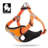 The Truelove Reflective Chest Harness - 3M Snap Buckle TLH5991 features a bright orange color, reflective strips, adjustable straps, black lining, a metal leash ring, and Truelove logo in the top left corner.