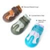 Three Truelove Waterproof Outdoor Pet Shoes - Reflective Strap TLS3963 in Pinecone/Glazed Ginger, Cypress/Harbor Gray, and Algiers Blue/Lavender are side by side, each with a Velcro strap and the "Truelove" branding.