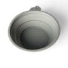 A top-down view of the Coolapsible Dog Travel Bowl, a grey collapsible silicone cup with a metal carabiner on its handle, set against a white background.