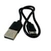 A black The Dogs Business Safety Light USB-A to USB-C cable, with both connectors visible, is loosely coiled on a white background.