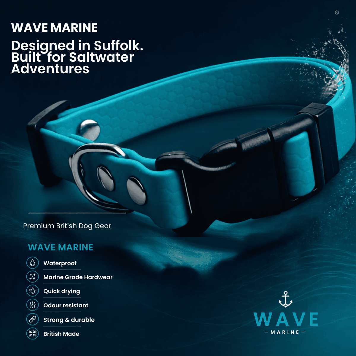 WAVE™ Marine Dog Collar/ Stainless steel hardware - Image 3
